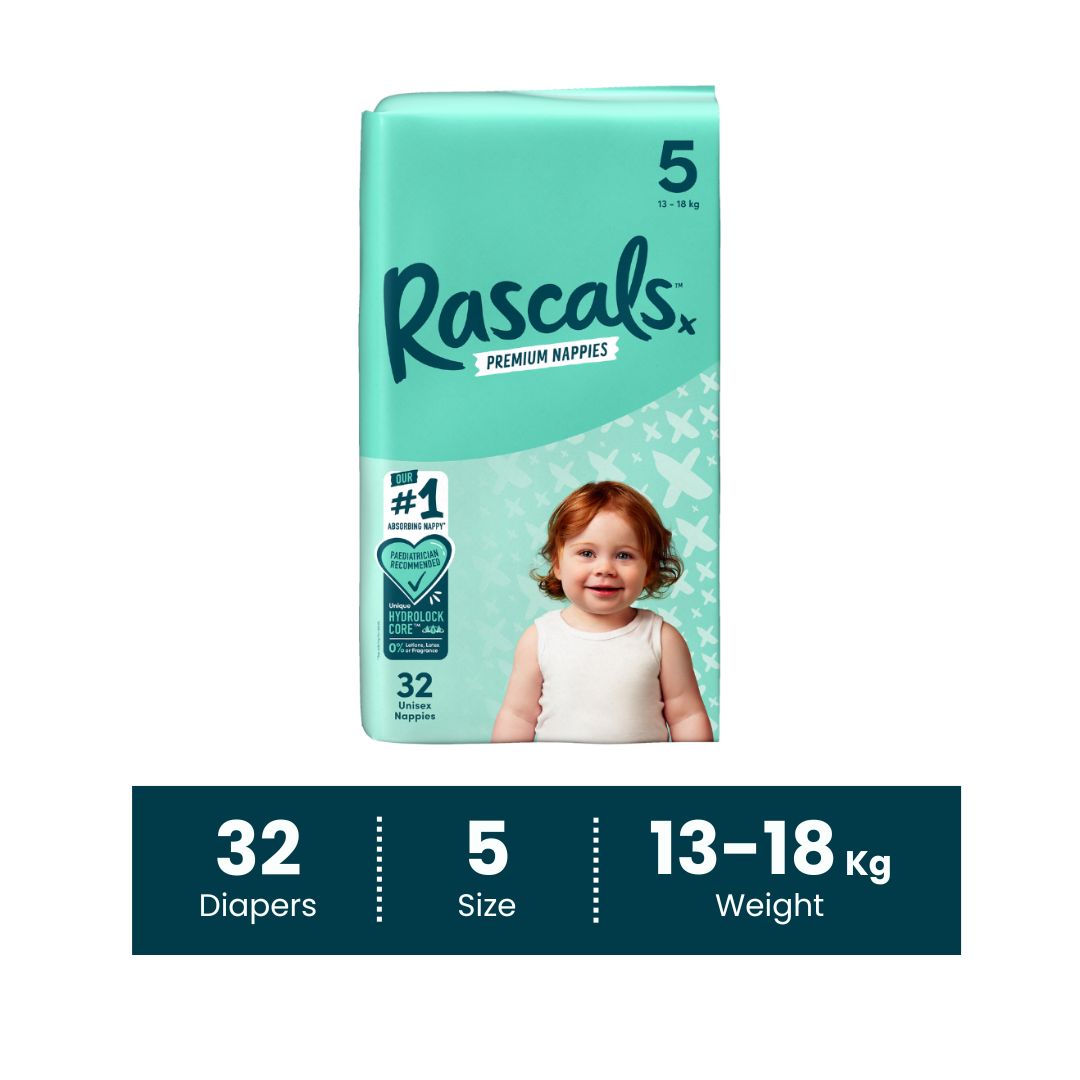 Rascals Premium Baby Tape Diapers Size 5, 1318 kg, 32 Count