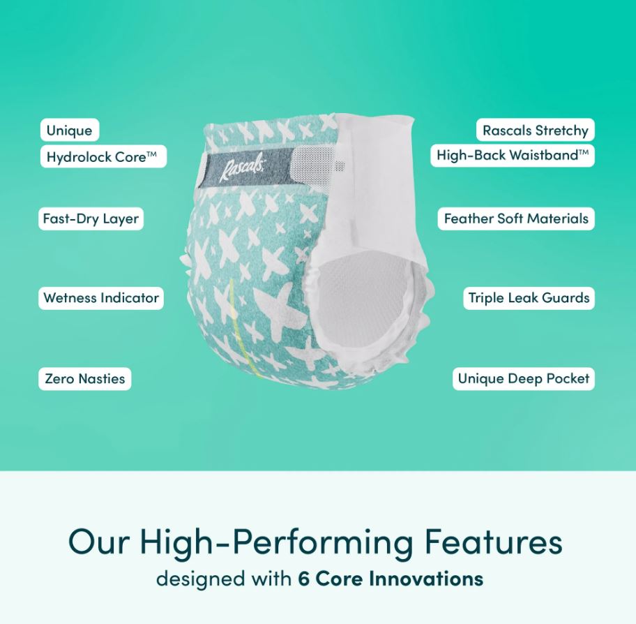 Rascals Premium Baby Diapers Jumbo Box - Size 6, 15-20 kg, 60 Count