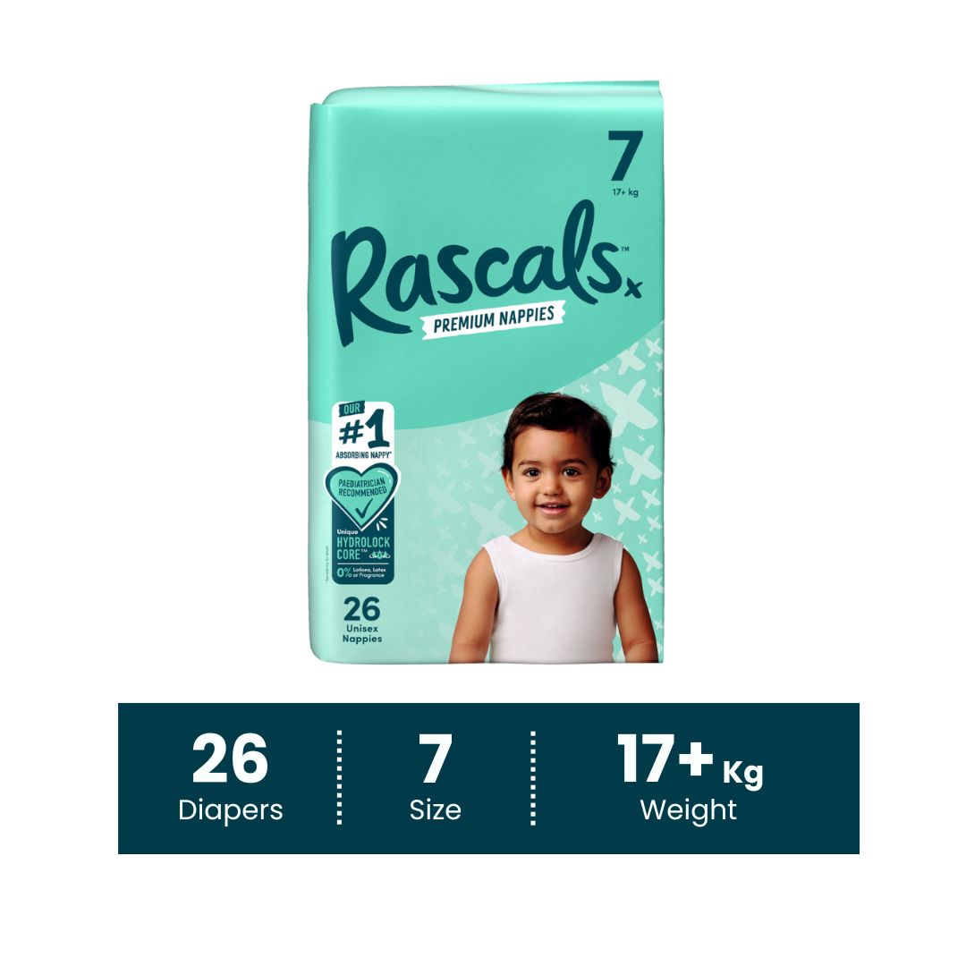 Dizzy Rascal Baby Photo Rascals Premium Baby Diapers - Size 7, 17+ kg, 26 Count – Rascals Baby UAE