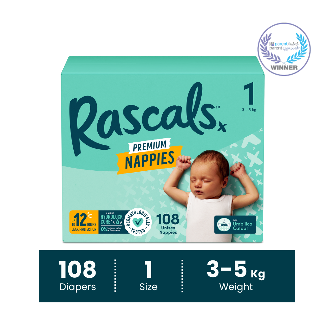 Rascal Size 6 Rascals Premium Baby Diapers Jumbo Box - Size 1, 3-5 kg, 108 Count ...