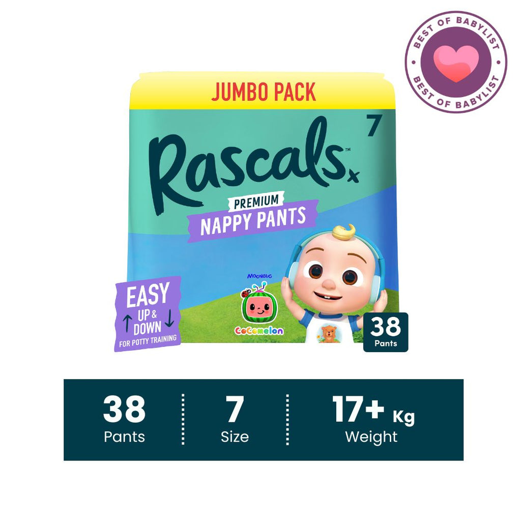 Rascals Cocomelon Edition Training Diaper Pants, Jumbo Pack, Size 7, 17+ kg, 38 Count