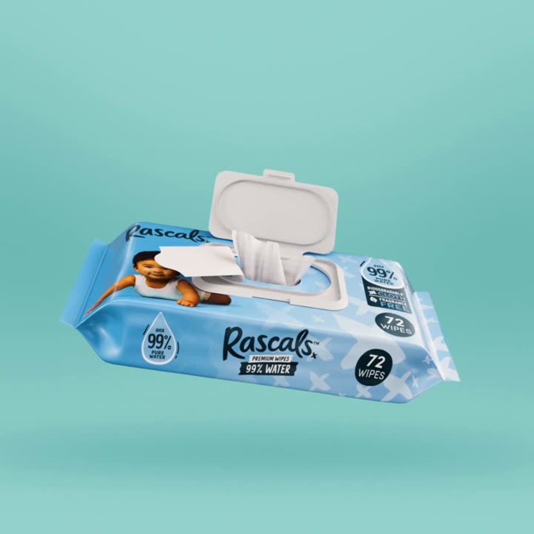 Rascals 99% Water Premium Wipes - Pack of 216 (72 x 3) – Rascals Baby UAE
